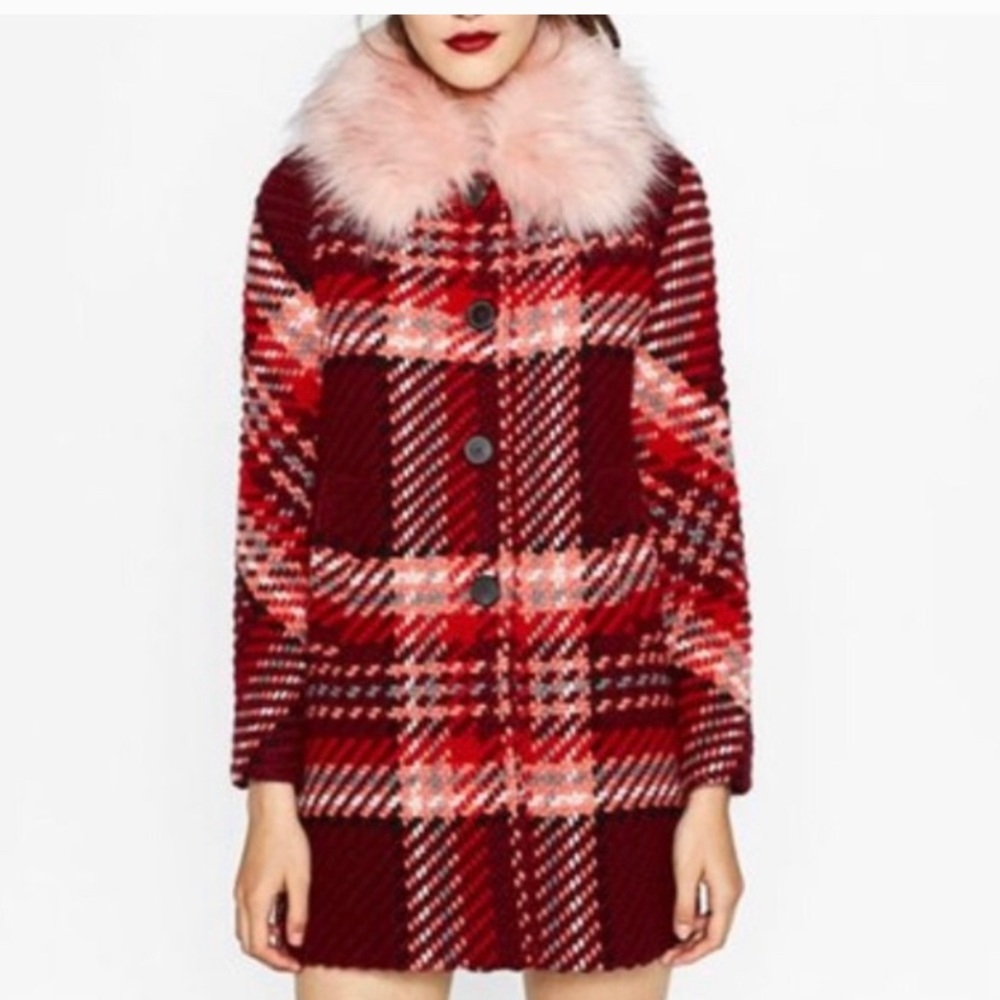 Zara plaid coat/ gently used
